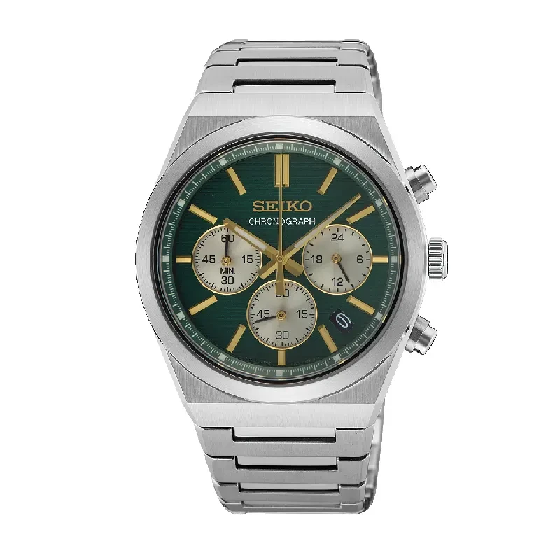Seiko Chronograph Sporty Green Dial Watch- SSB461P1